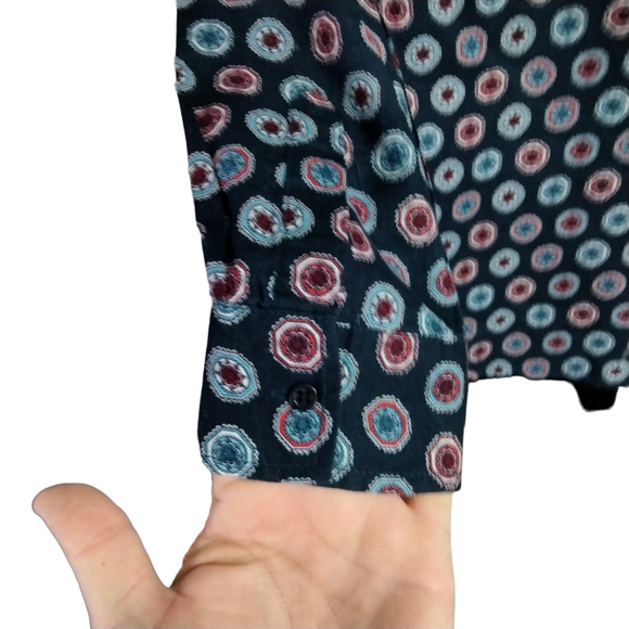 Artisan NY Blue Medallion Print Long Sleeve Button Down Shirt size XL - Picture 11 of 16